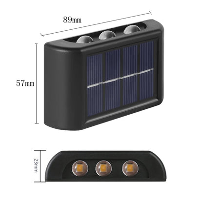Solar LED Vägglampa Utomhus – Vattentät med Upp/Ned-ljus