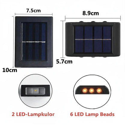 Solar LED Vägglampa Utomhus – Vattentät med Upp/Ned-ljus