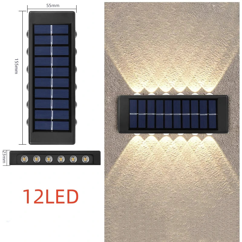 Solar LED Vägglampa Utomhus – Vattentät med Upp/Ned-ljus
