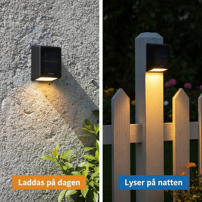 Solar LED Vägglampa Utomhus – Vattentät med Upp/Ned-ljus